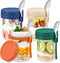 DRKIO 4 Pack Glass Overnight Oats Containers with Lids and Spoons 16