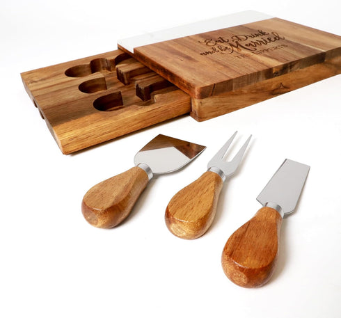 3 Let's Make Memories Personalized Cheese Board - Wood and Marble - for Weddings - for Newlyweds - for Entertaining