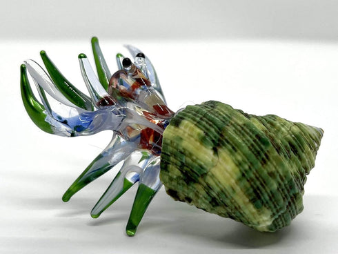 22k Seashell Hermit Crab Miniature Figurines Animals Hand Painted Blown Glass Art with Gold Trim Collectible Gift