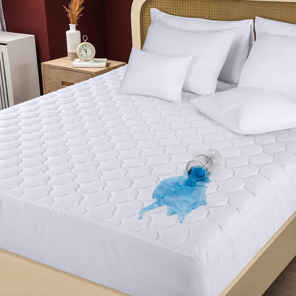 Utopia Bedding Quilted Fitted Waterproof King Mattress Protector, Mattress Pad Stretches up to 16 Inches Deep, Elastic