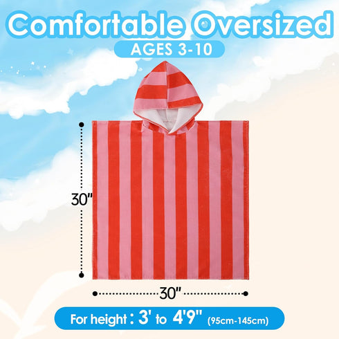MONOBLANKS 30" 30" 3-10 Swimming, Striped Hooded Towels for Kids, x Soft Absorbent Beach Poncho Towel for Years Boys
