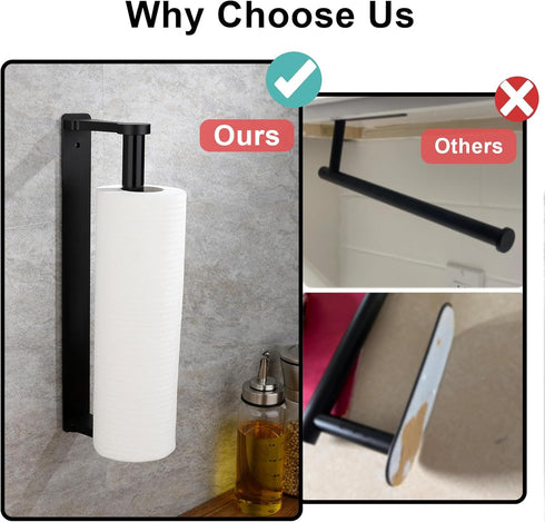 MONEER Paper Towel Holder Under Cabinet, Paper Towel Holder, Aluminum Alloy Kitchen Towel Holders, Self Adhesive