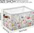 Herbal Wildflowers 1pc Storage Basket, Large Collapsible Canvas Organizer with Handle for Home Office Decor