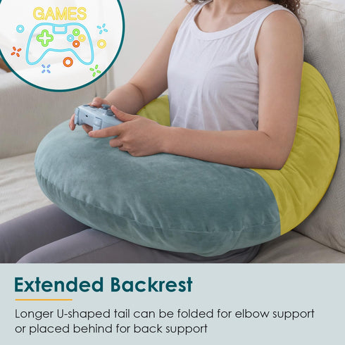 QUEEN ROSE Reading Pillow, Gaming Pillow for Lap, Sitting in Bed or Sofa, Extra Arm Rest for Reading, Playing