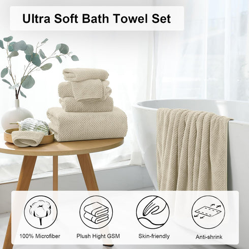 8 Set-2 Sheets,2 Towels,4 Washcloths-600GSM Piece Large Camel Family Bath Towel Oversized Bath Towel Hand Soft Highly