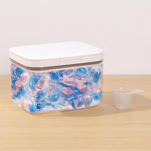 FAMIWIN 2PCS, 2.8L 94oz Laundry Pods Container / Pop-Up Laundry Pod Holder with Lid for Laundry Organization Storage
