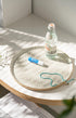 Vanity Tray with Brown Trim, Decorative Round Tray for Bathroom, Countertop, Perfume Holder Organizer, Dresser, Table,