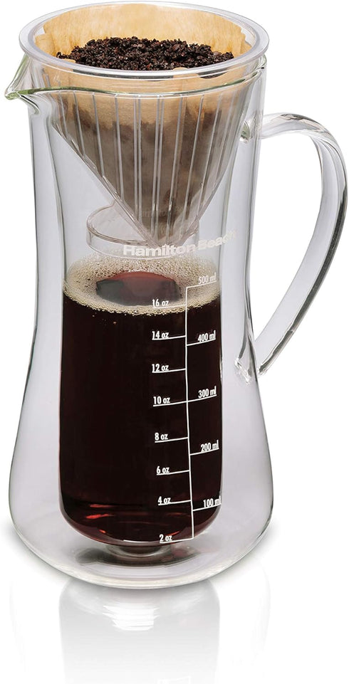 Hamilton Beach Pour Over Drip Coffee Maker, 17 Ounces, Glass Carafe