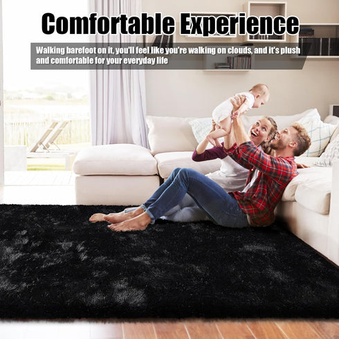 5x8,Black Shag Area Rug for Bedroom Fluffy Area Rugs for Living Room,Soft Fuzzy Rug Non-Shedding Indoor Plush Carpet