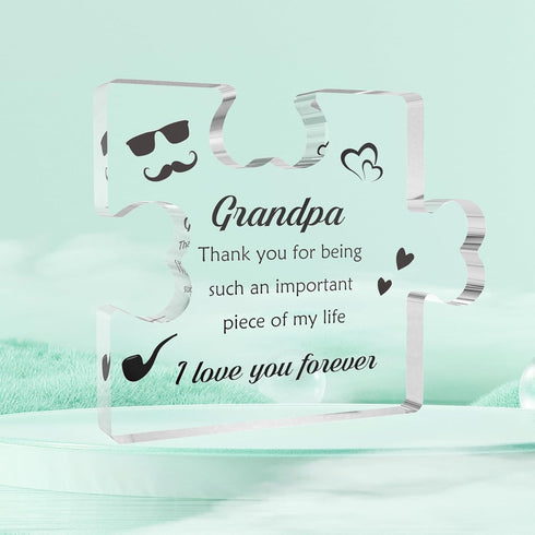 Lerdrtuin Acrylic Block Puzzle Gifts - Best for Grandpa & Grandparents, Christmas & Birthday