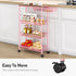 4-Tier KINGRACK Slim Storage Cart, Metal Rolling Cart, Organizer with Wooden Tabletop and Drawer Basket, Mobile