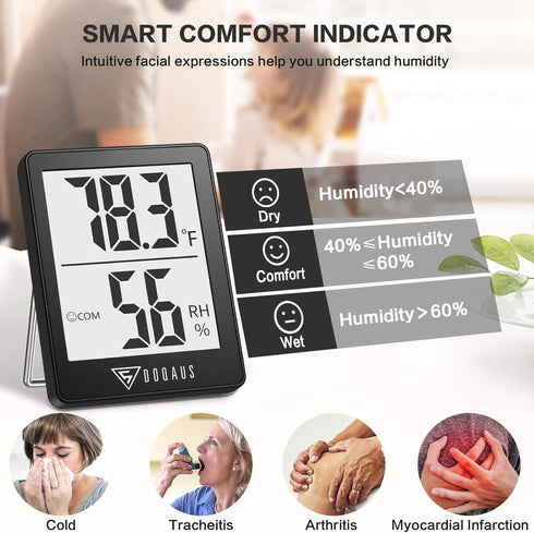2 Pack 5s DOQAUS Humidity Meter, Room Thermometer Indoor, Hygrometer with Fast Refresh, Temperature Humidity Monitor