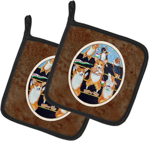 Caroline's Treasures 7286PTHD Go Team Corgi Pembroke Pot Holders, Kitchen Heat Resistant, 7 1/2 x 7 1/2