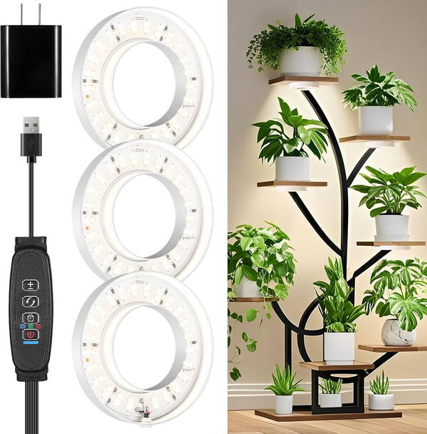 3 Head White Halo Angel Ring Ceiling LED Plant Growth Lights for