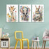 3Pcs 16x24in Safari Animal Nursery Canvas Wall Art Watercolor Baby Animals with Wildflowers Picture Posters Wall Decor