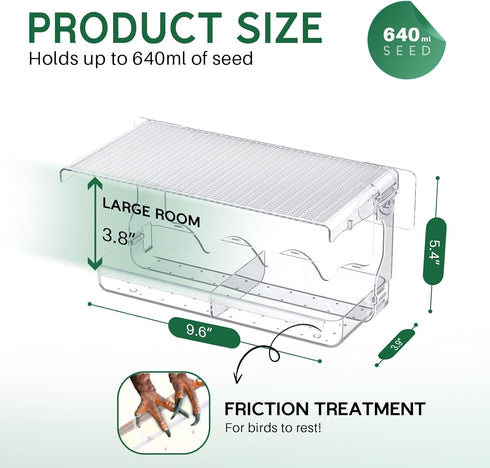 Window Bird Feeder for Outdoors - Clear Mounted Feeders with Self-Adhesive Hooks for Wild Bird Watching