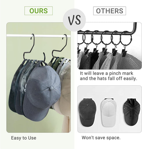 Mkono Hat Organizer for Baseball Caps, Set of 2 Metal Hat Rack for Closet, Holds 20 Caps, Black Storage