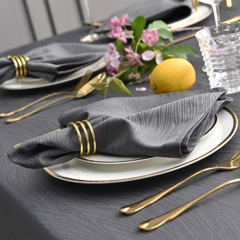 maxmill Jacquard Cloth Napkins, 20 x 20 Inch, 4 Packs Charcoal Solid Washable Polyester for Dinners, Weddings, Parties