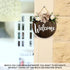 MayAvenue Welcome Wreaths Decor Sign, Round Wood Hanging Sign with Ribbon Bow and Green Leaves for Front Door