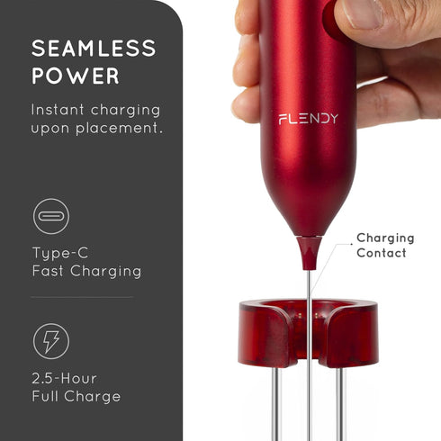 Rechargeable Handheld Milk Frother, USB-C Charging Stand, Mini Electric Whisk for Coffee, Matcha, etc.