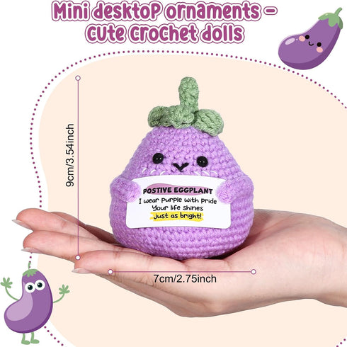 LOCOODAY Emotional Support Purple Eggplant,Positive Crochet Eggplant Inspirational,Positive Birthday Gifts for Women