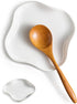 Spoon Rest, Spoon Holder for Stove Top, Farmhouse Kitchen Decor Rack for Multiple Utensils, White, Ruffled Edge