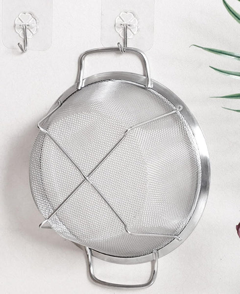 Stainless Steel Mesh Colander Strainer Basket - 2.5 Quart Fine Mesh Net with Heavy Duty Handles for Strain, Drain, Rinse