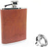 3oz Brown Red Leather Wrapped Hip Flask with Funnel, 18/8 Stainless Steel (YM102)
