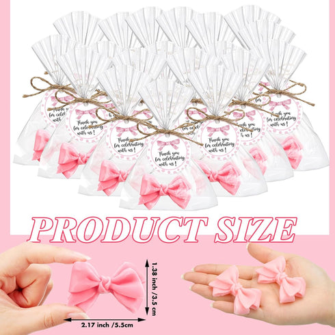 40 Sets Demissle Pink Bow Baby Shower Soap Favors Girl for Guests Coquette Cute Valentines Day Soap Favors Baby Shower