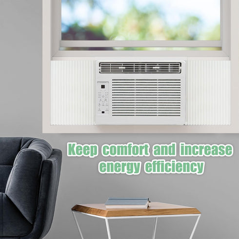 Window Air Conditioner Foam Insulating Panels, Indoor Cover for Summer & Winter, Block Draft, 2 Pack (White, 17"H x