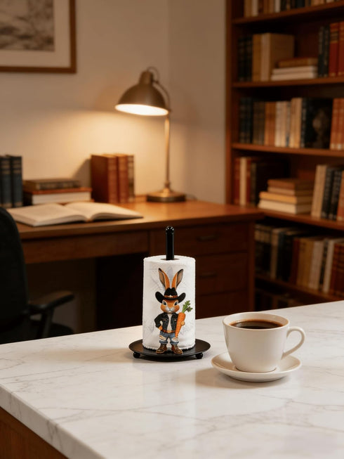 XYittkl Countertop, Bathroom(1 Pack) Cute Western Bunny Paper Towel Holder Rustic Farmhouse Kitchen Decor, Funny Rabbit