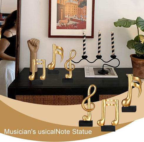 Blltzzz 3 Pcs Music Note Sculptures,Handmade Modern Musical Decoration Table Centerpiece Statue for Piano Bookshelf