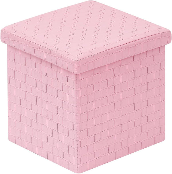 B FSOBEIIALEO Storage Ottoman, Faux Leather Footrest Seat, Ottoman with Storage Cube,