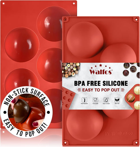 Extra Large 5-Cavity Semi Sphere Silicone Mold, 2 Packs for Chocolate, Cake, Jelly, Dome Mousse Baking