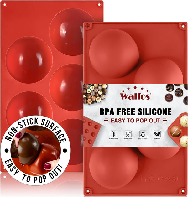 Extra Large 5-Cavity Semi Sphere Silicone Mold, 2 Packs for Chocolate, Cake, Jelly, Dome Mousse Baking
