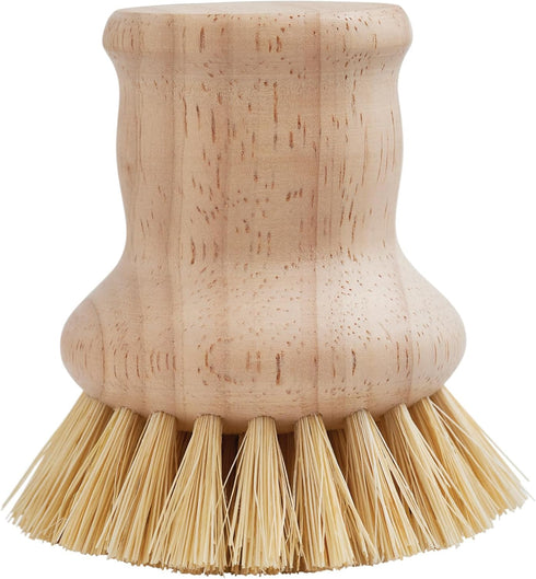 HIC Harold Import Co. Kitchen Dish Pan Scrub Brush, Natural Bristle, Non-Scratch Tampico Bristles, Wooden Handle