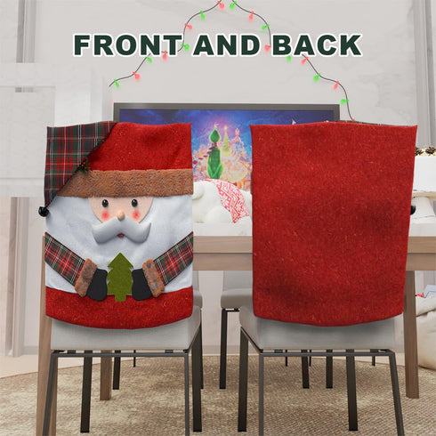 Set 6, (6, Sumgsn Christmas Chair Covers of Christmas Chair Decorations, Santa Snowman Chair Back Cover for Kitchen