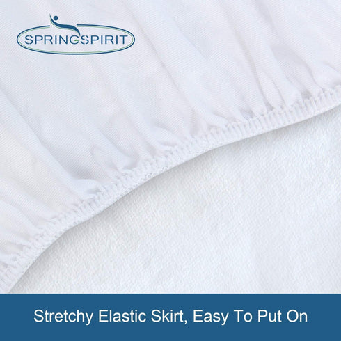 SPRINGSPIRIT Twin Extra Long Waterproof Mattress Protector, Terry Fitted Sheet for College Dorm Room