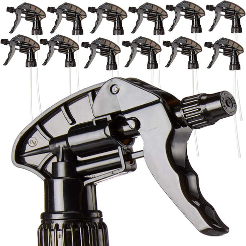 S & E Packaging 12 Pack Replacement Trigger Sprayer Heads Black 28-400 Spray Nozzles for 32