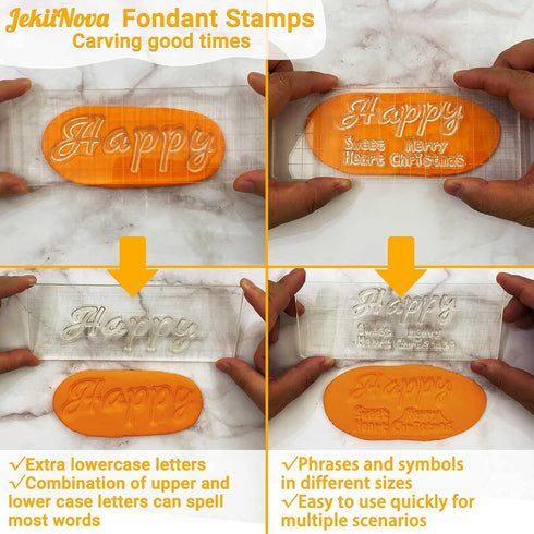 4 PCS Alphabet Letter Fondant Stamps - Upgraded Food Grade Cake Stamp Tool for Biscuit, Cookie, Uppercase, Lowercase,