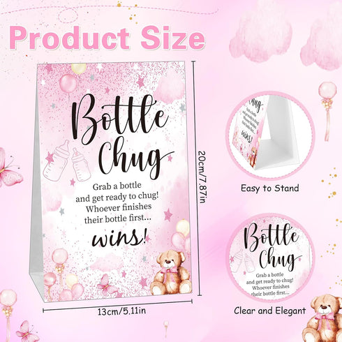 20 1 TrelaCo Bottle Chug Baby Shower Game Pcs Baby Bottles Shower Favor with Bear Theme Sign for Gender Reveal Party