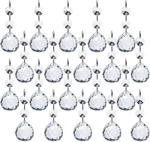 Yesland 20 Pcs Crystal Glass Ball, 30mm Pendants Balls & Chandelier Prisms,