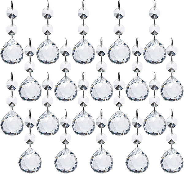 Yesland 20 Pcs Crystal Glass Ball, 30mm Pendants Balls & Chandelier Prisms,