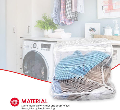 Home Basics Laundry Bag for Washing Machine, White | Lingerie Mesh Laundry Bag with Zipper | Washer Bags for Travel