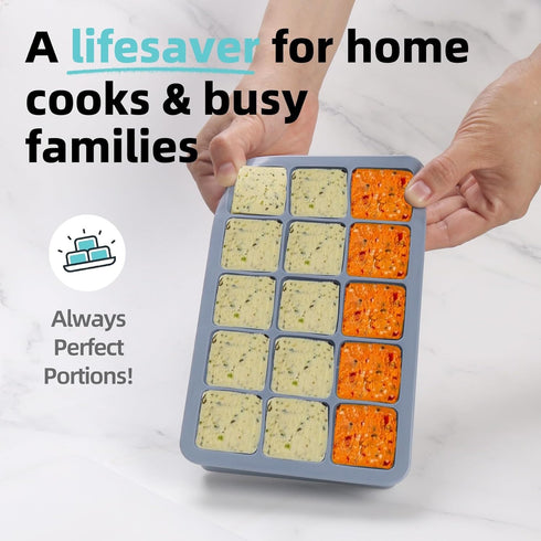 BECOKIT 2 4 Pack) Tbsp Silicone Freezer Molds - Perfect for Storing Garlic, Herbs, Ginger, Pesto, Tomato Paste, Lemon