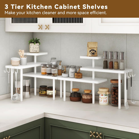 Countertop Organizer,3-Tier Counter Shelf,4 Countertop Desk,White,TLJ023W IBUYKE Spice Racks,Kitchen Corner Side