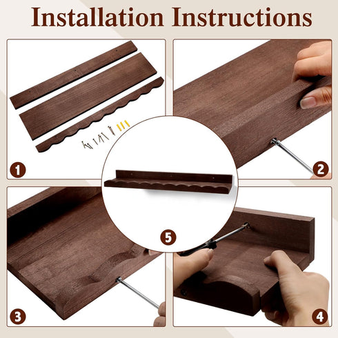 2 Set Storage(12",Walnut Suzile Pcs Scalloped Shelves Wall Floating Shelves for Room, Bathroom, Bedroom, Cute Room