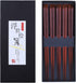 Antner 5 Pairs Hardwood Chopsticks, Japanese Style Reusable Hand-Carved Natural Wood with Gift Box