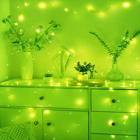 Ranlraka 7Ft 20 Green Battery Operated String Lights, St. Patrick's Day Decoration Waterproof LED Diwali Halloween