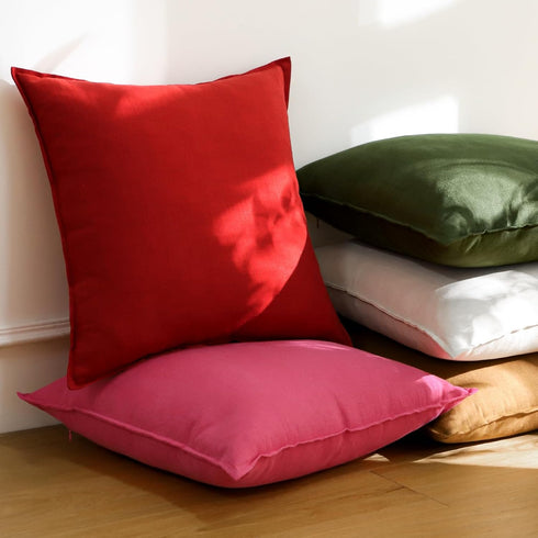 Pack 2 16 16 Inch OTOSTAR of Soft Linen Decorative Throw Pillow Covers x Solid Farmhouse Pillowcases Boho Accent Pillow